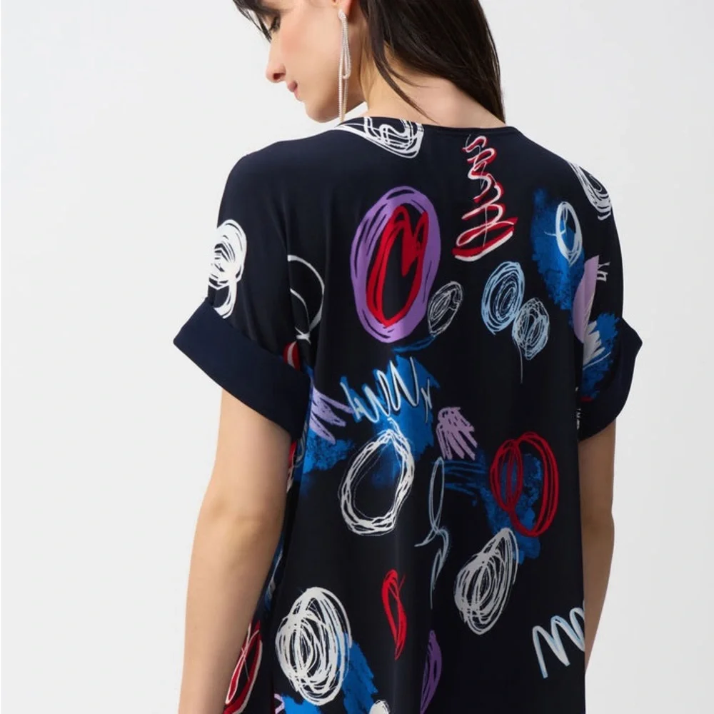 Joseph Ribkoff Abstract Boat Neck Top Style 251132 - Picture 6 of 8